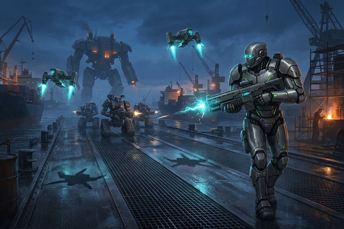 Steel Surge grounded robot combat runner artwork